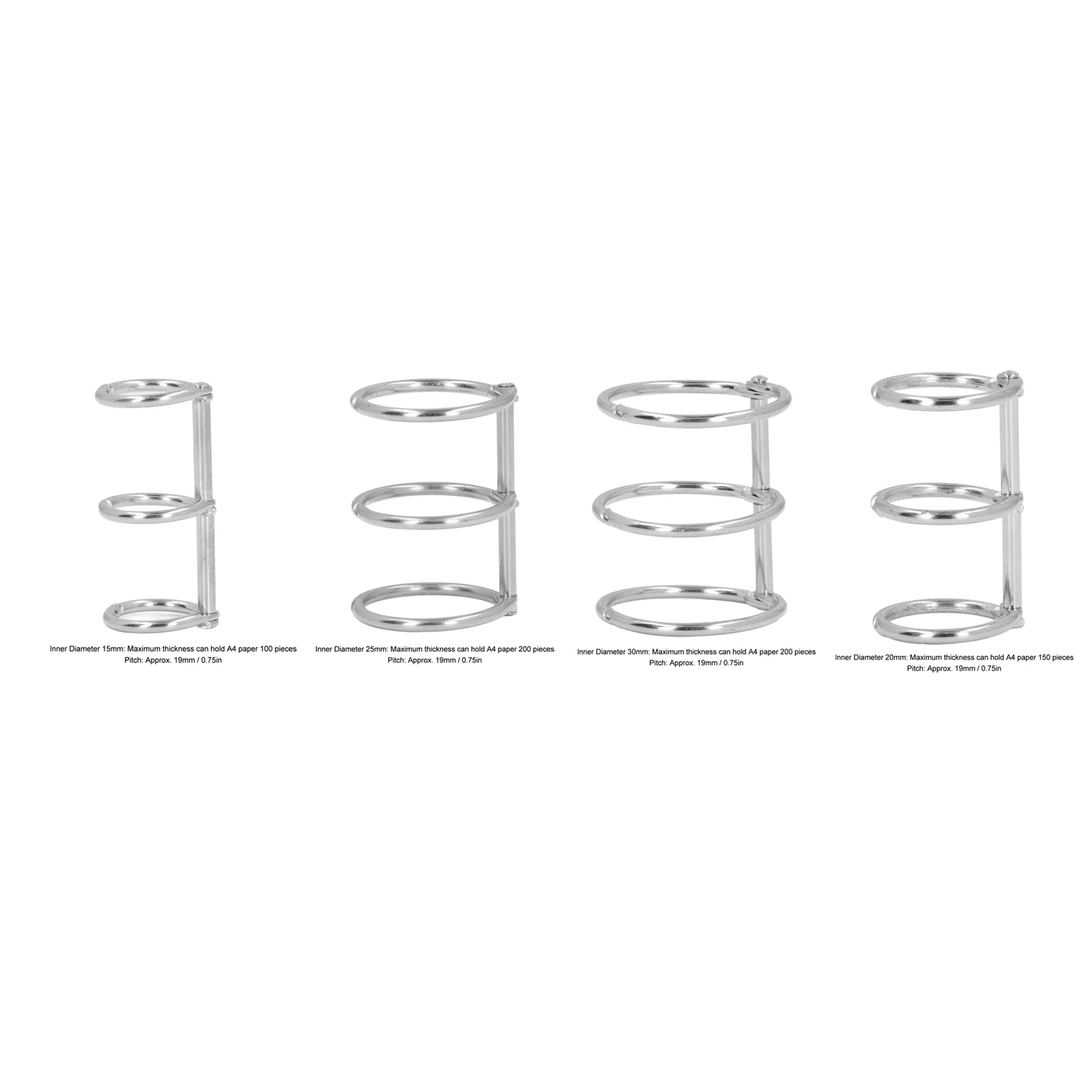 3 Metal Loose Leaf Binder Rings, Rust Proof for Notebooks