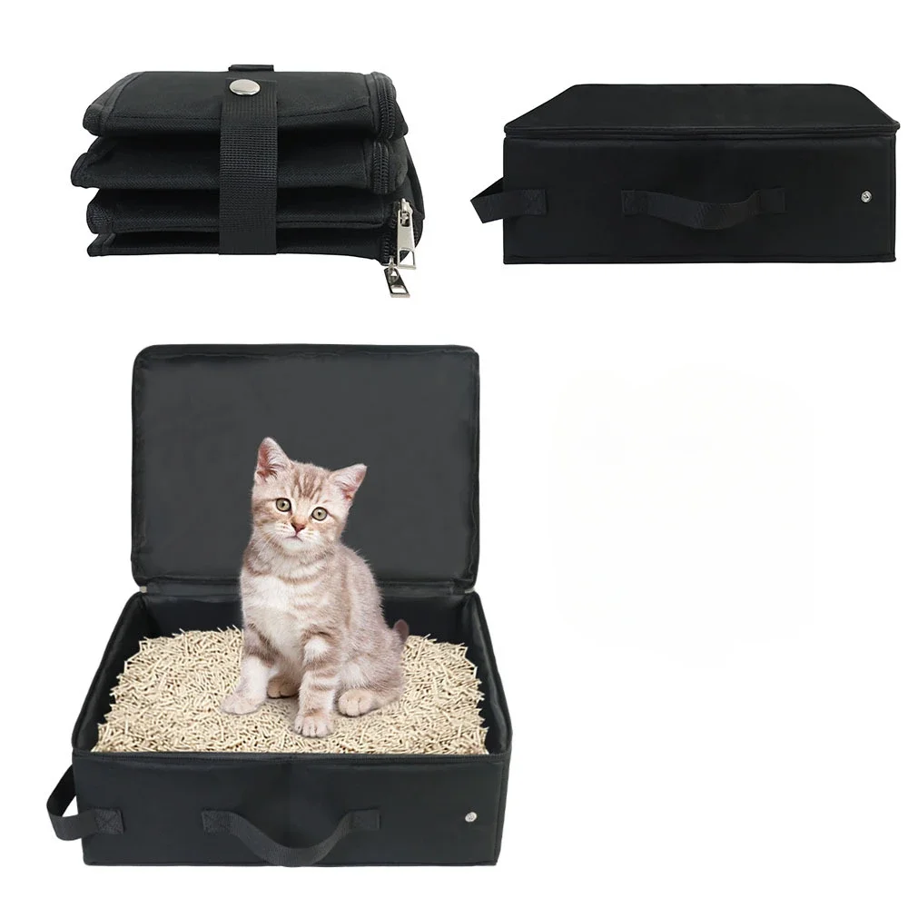 High Quality Travel Litter Box with Cover and Handle Standard Portable Foldable Litter Box Fabric Cat Litter Bag Cat hat Vca