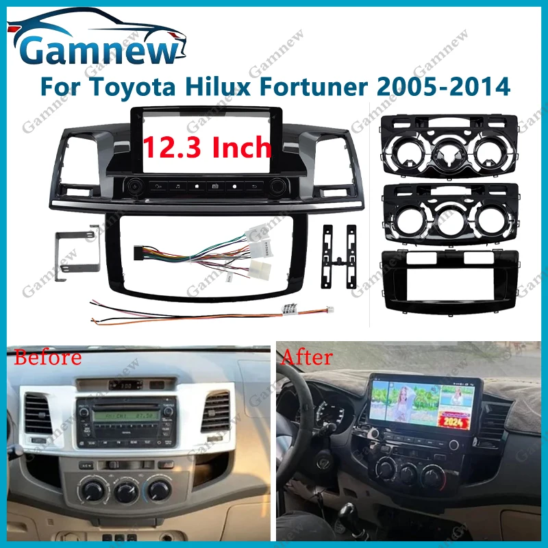 

12.3 Inch Car Frame Fascia Adapter Android Radio Dash Fitting Panel Kit For Toyota Hilux Fortuner 2005-2014