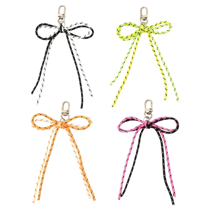 Colorful Nylon Cord Butterfly Knots Bow Charm Keychain for Handbags Bag Decoration Accessories Fashion Hanging Pendant Ornament