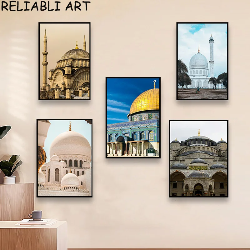 Islamic Style Mosque Architecture Landsc Poster and Prints Canvas Painting Wall Art Pictures For Living Room Home Decor No Frame