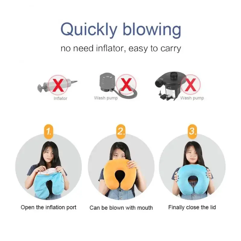 1/3/4pcs Functional Inflatable Pillow Inflatable U Shaped Travel Pillow Car Head Neck Rest Air Cushion For Travel Neck Pillow
