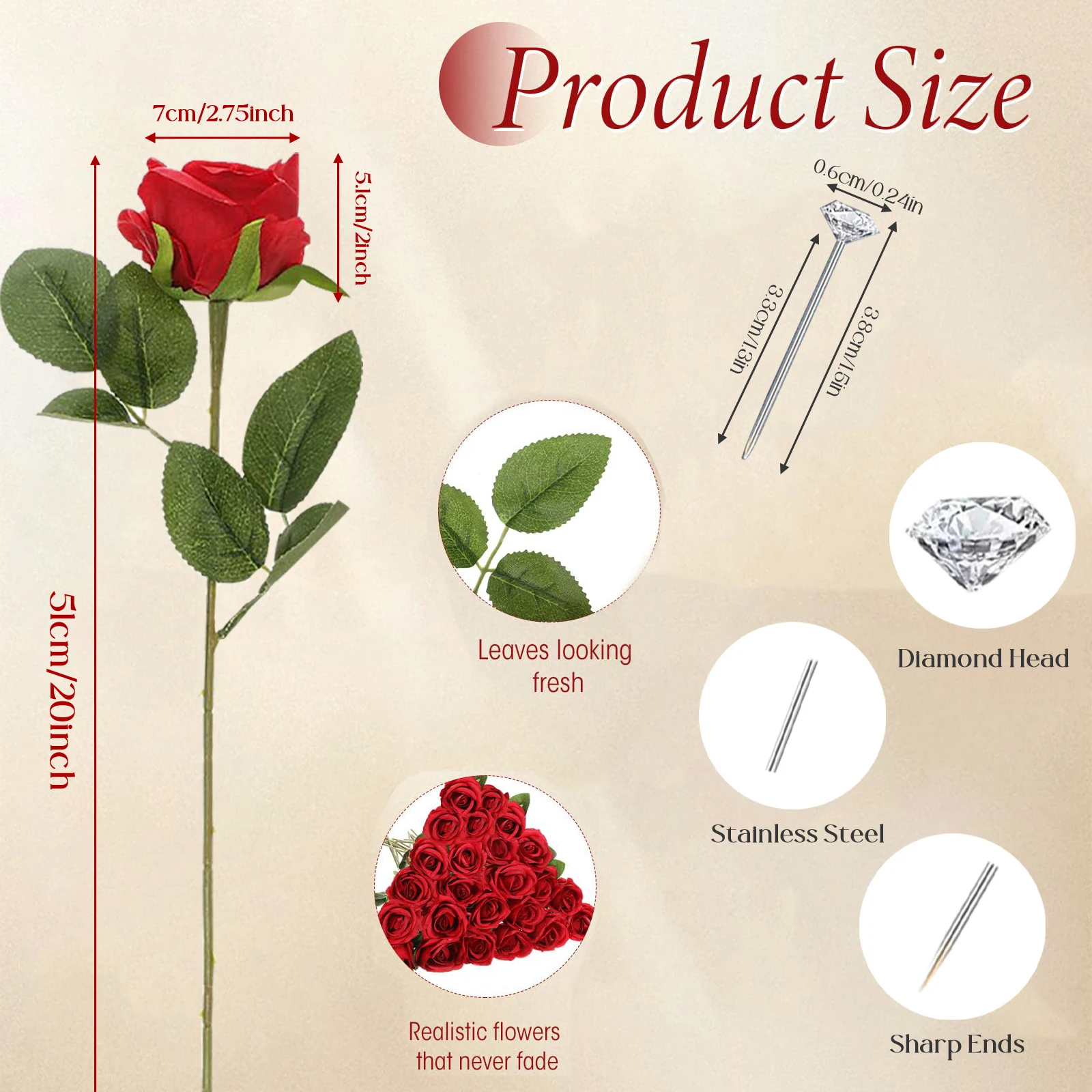12-200Pcs Artificial Rose Flower Silk Roses with Diamond Valentine\'s Day Gift Fake Roses Red Roses for DIY Wedding Party Decor