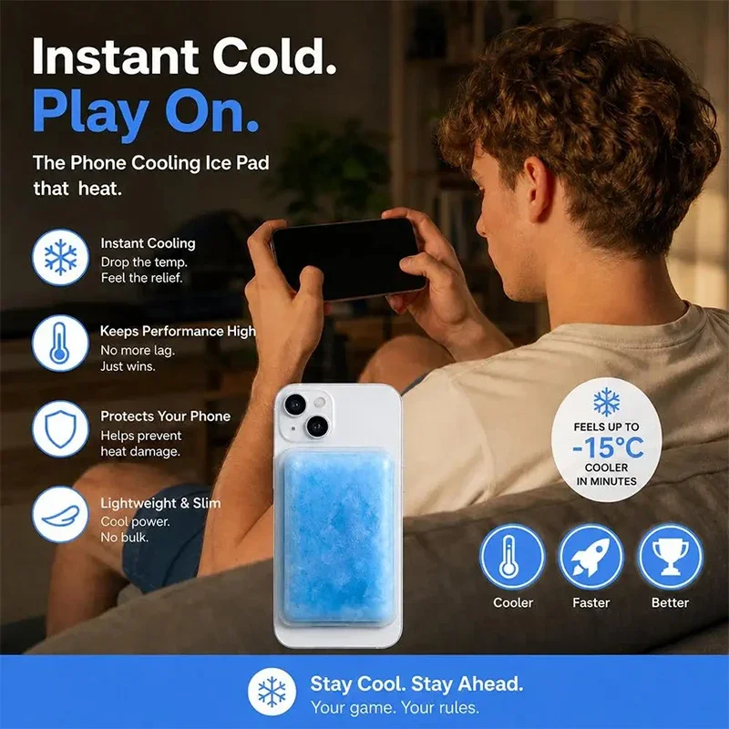 Reusable Phone Ice Pack Portable Long Lasting Cooling Cell Phone camera Back Ice Pack For Summer Outdoor Vlog Travel Camping