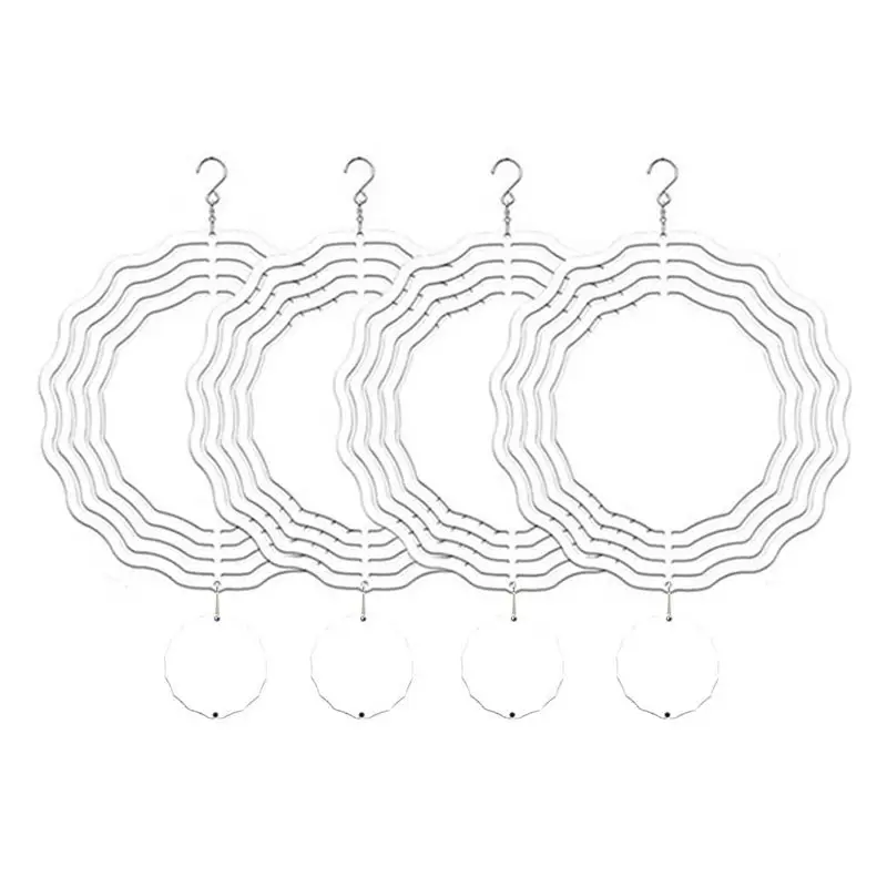 AB11 4Pcs 8 Inch Sublimation Wind Spinner Blanks, 3D Aluminum Wind Spinners for Outdoor Garden Decoration DIY