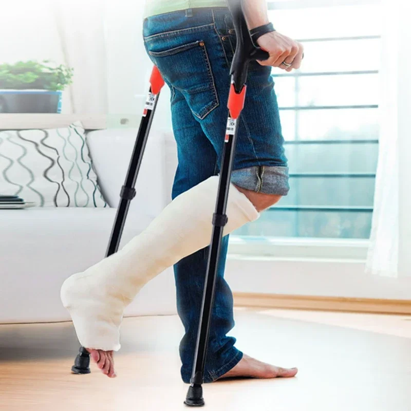 Aluminum Alloy Medical Underarm Crutches, Adjustable Non-slip Mobility Aids Walkers Adults Orthopedic Crutches for Walking