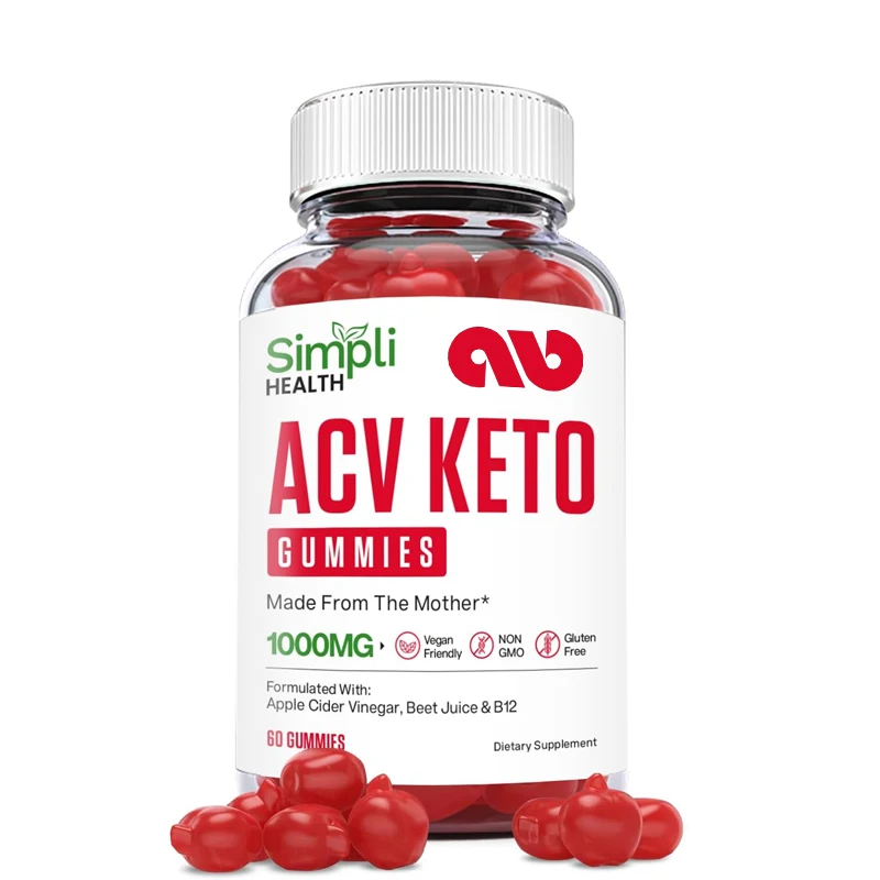 Simpli Health ACV Ketone Soft Candy 1000MG with Pomegranate Juice and Sweet Vegetable Root B12, 60 pieces soft candy