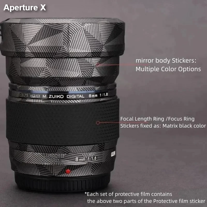 For Olympus 8 F1.8 Pro Premium Decal Skin for Olympus 8mm F1.8 Fisheye PRO Lens Protector Sticker Anti-scratch Cover Film