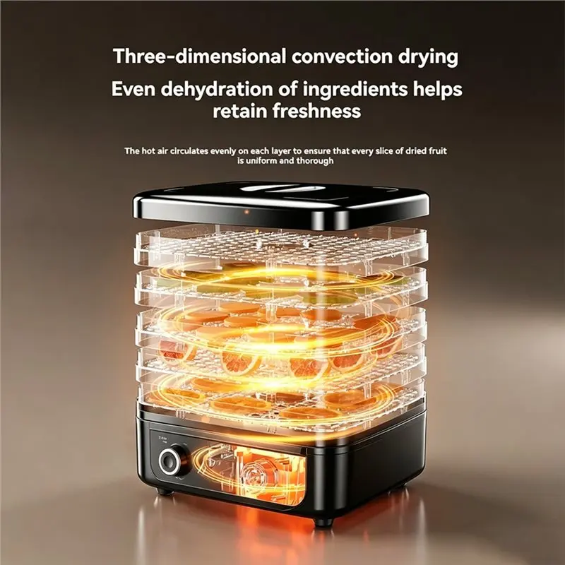 A005-Adjustable Timer& Temperature 5-Tier For Fruits Vegetables Herbs Meat Jerky Food Dehydrator Machine 160W Dyer EU Plug