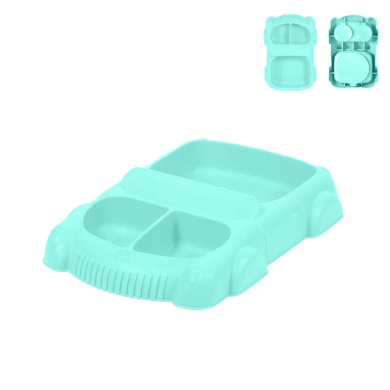 Sustainable Silicone Kids Dinner Plate Car Baby Plate Dish with Suction for Food Serving