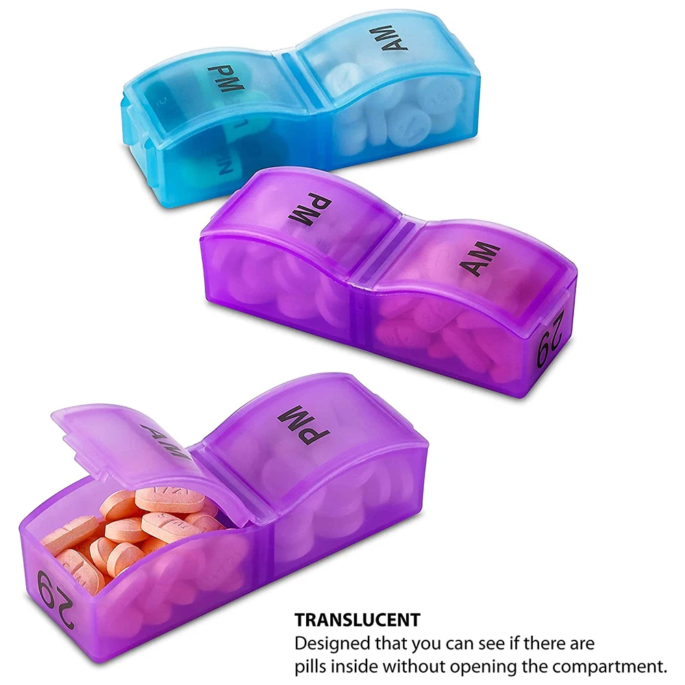 One Month Pill Organizer 2 Times A Day AM/PM for Vitamins, Fish Oil, Supplement, 31 Day Pill Box Organizer, 31 Days Pill Cases