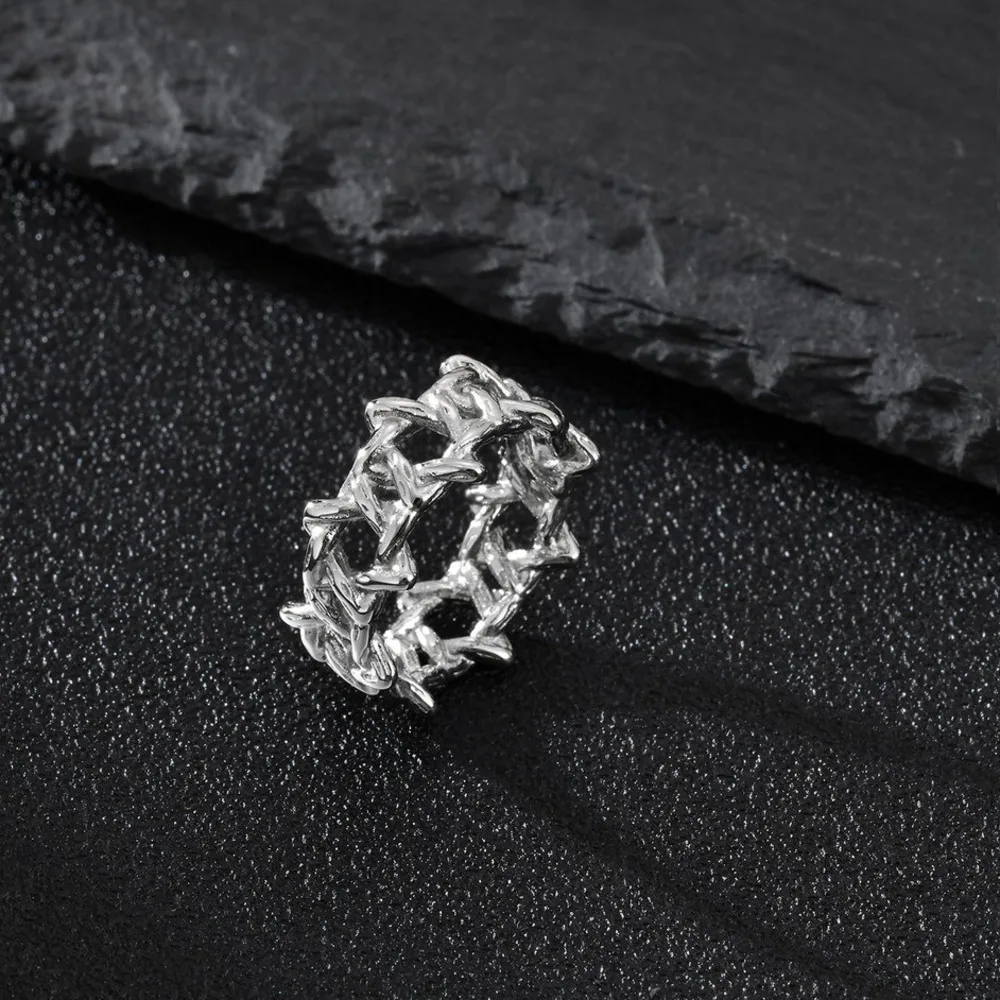 

Punk Irregular Thorns Ring for Men,Anti Allergy Stainless Steel Six Pointed Star Ring,Hiphop Trendy Jewelry Gift