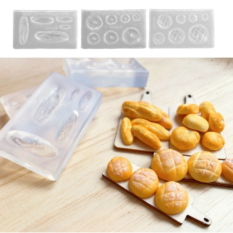 3Pcs Mini Bread Shaped Silicone Mold DIY Halloween Yard Decoration Bread Ornament Epoxy Resin Casting Mould Home Party Decor