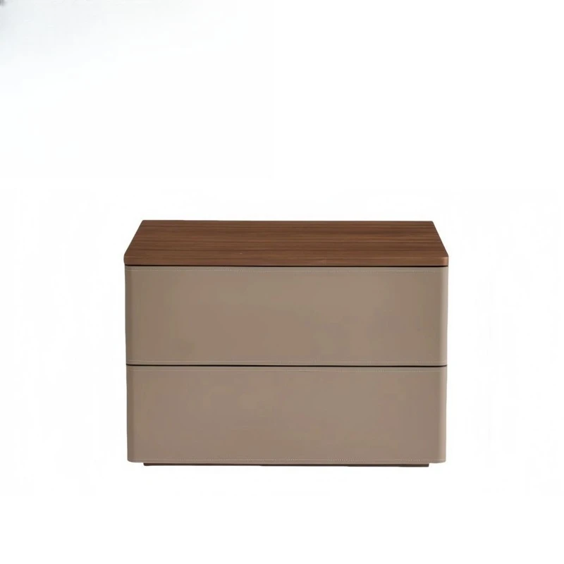 

Bedroom furniture Simple saddle leather bedside table, wooden storage wooden bedside table