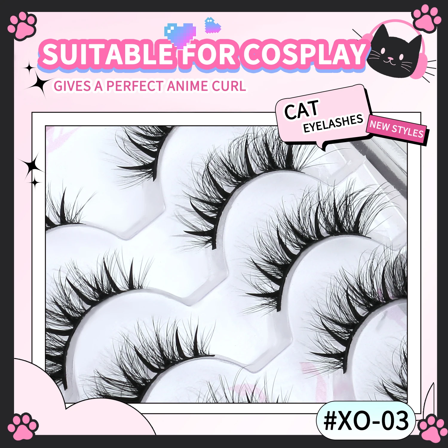 GROINNEYA cils de chat Faux cils moelleux Faux cils de vison cils vaporeux aspect naturel vaporeux ailé fin oeil cils allongés