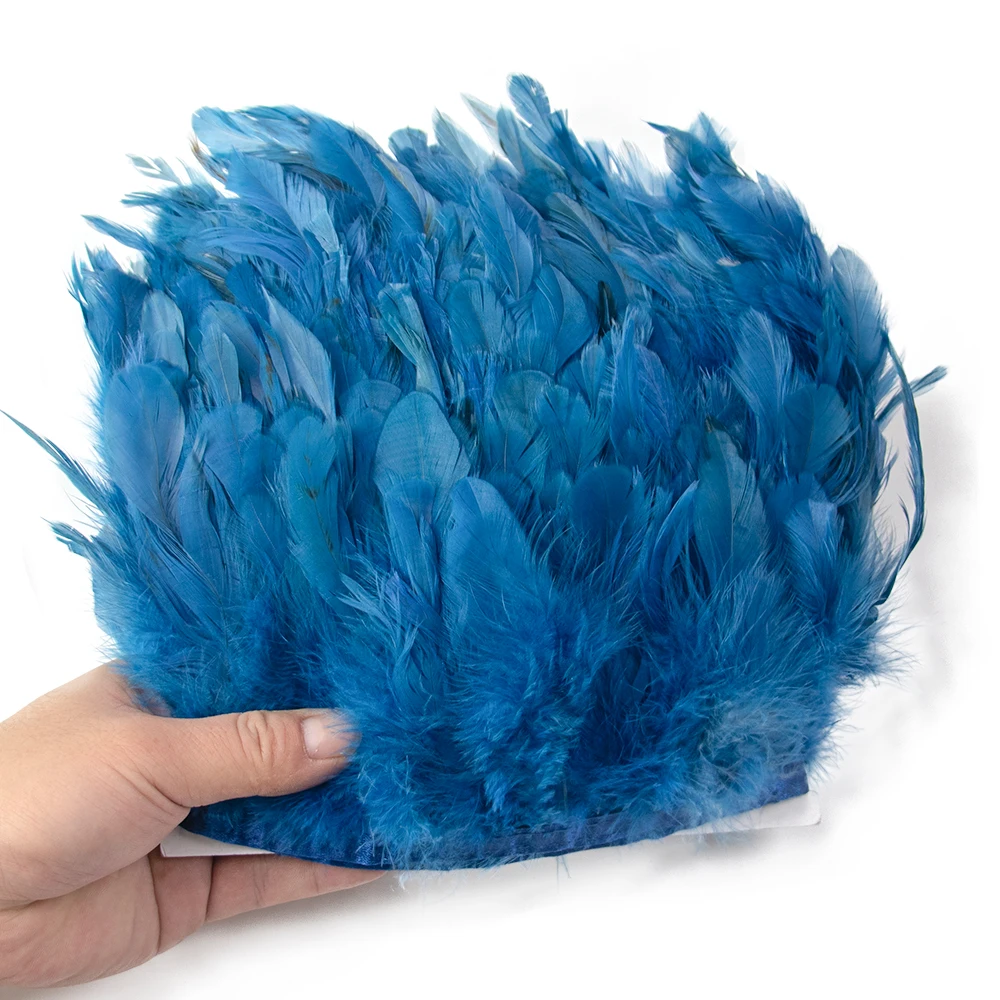 1 Meter Natural Rooster Feather Trim Fringe  Ribbons 4-6 Inch for Party Carnival Stage Performance Clothing Decoration Crafts