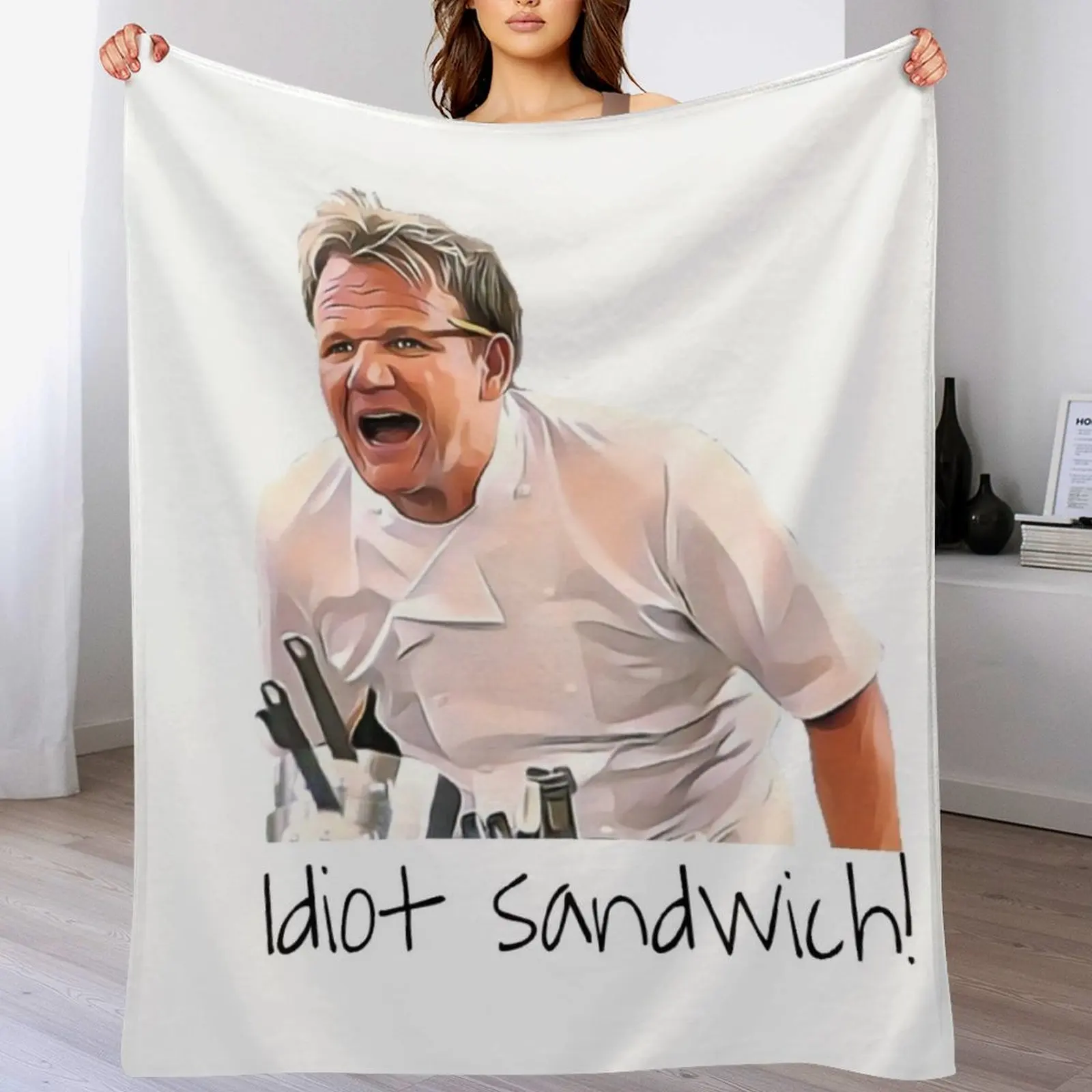 Gordon Ramsay idiot sandwich Throw Blanket Flannel Fabric Camping Baby Blankets