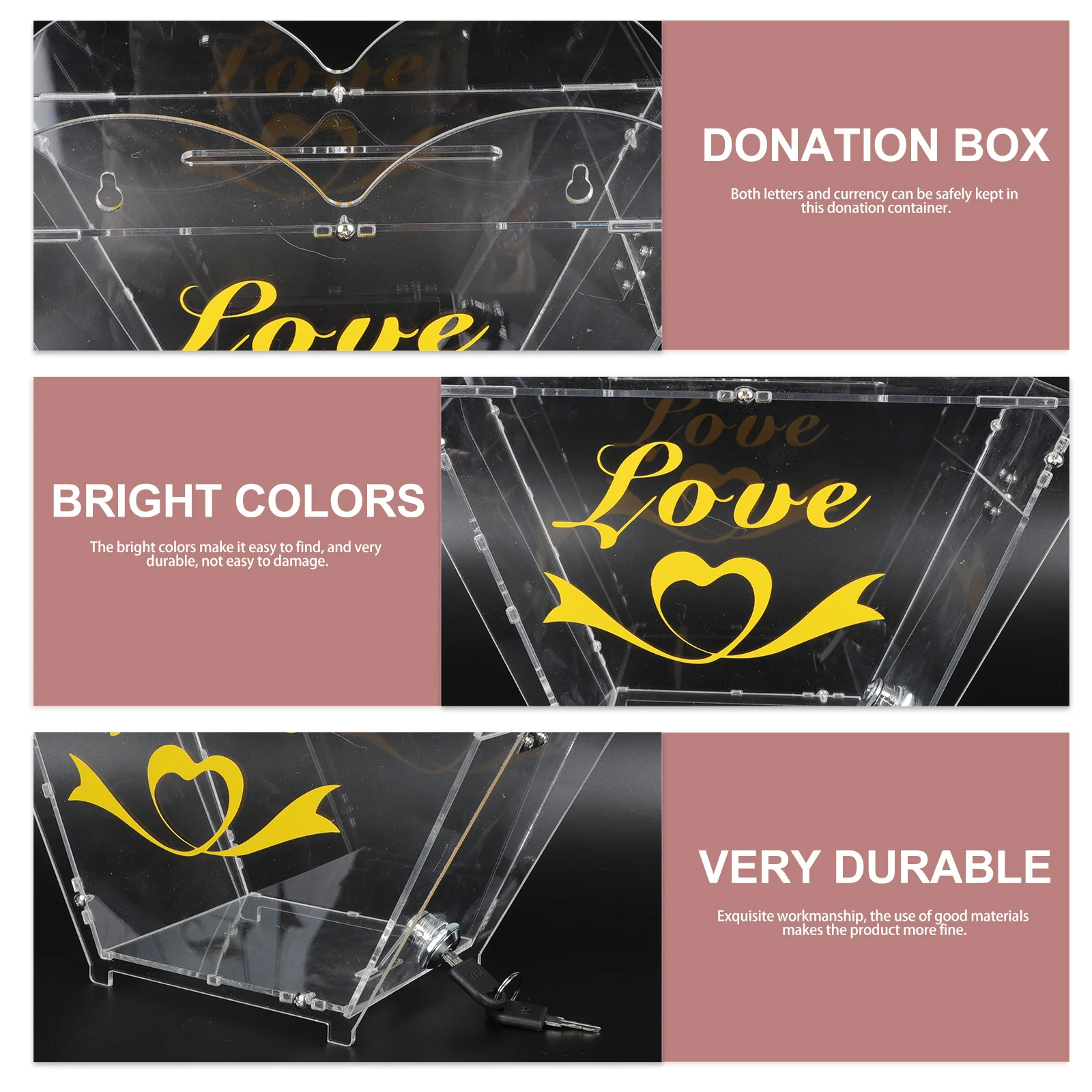 

Professional Donation Box Multi-Function Decorative Desktop Collection Suggestion Safe Sturdy Accessory