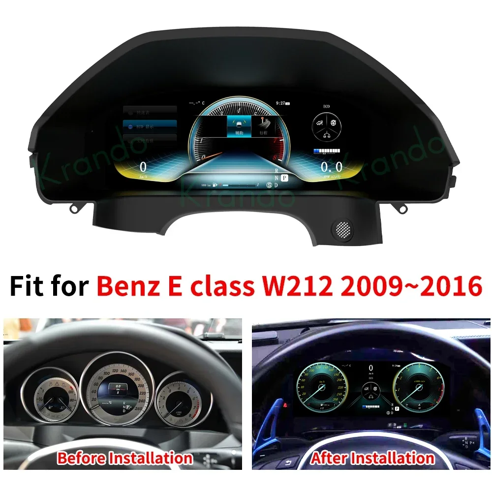 12.3'' Linux Car Digital Cluster Instrument CockPit For Mercedes Benz E 2008 - 2014 LCD Speedmeters Dashboard Player