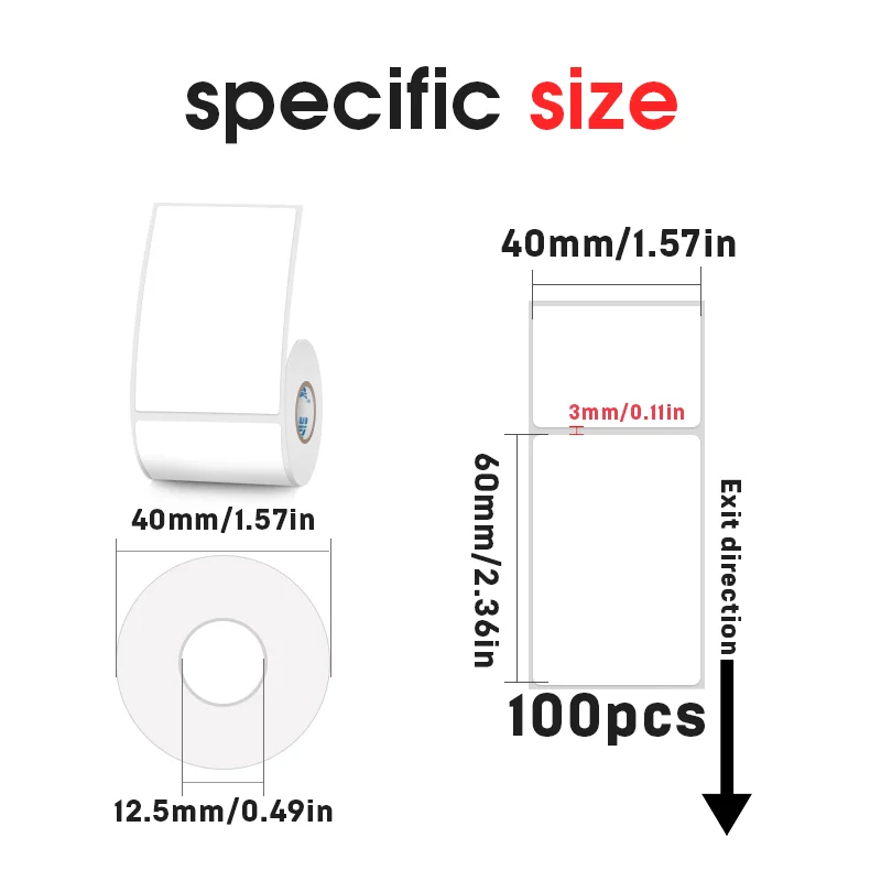 KAYSION 40x60mm White Label Thermal Sticker Blank Self-Adhesive Bacord QR Code Price Tag Waterproof Oilproof Scratchproof Labels