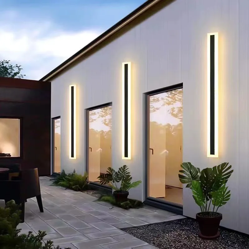 Modern IP65 Waterproof Outdoor Wall Light, Minimalist LED Linear Lamp for Villa, Garden & Balcony