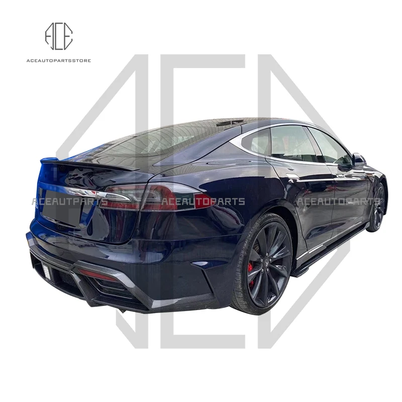 Vehicle Modification Lart Style Carbon Fiber Front Rear Bumper Side Skirts Rear Spoiler Body Kit For Tesla Model S