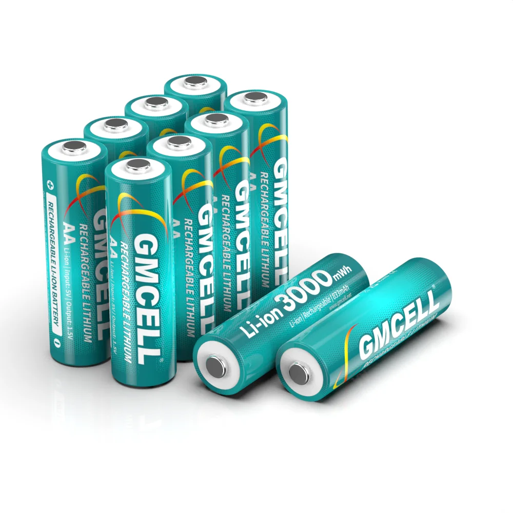 

GMCELL Built-in PCB Dual A Lithium Battery 1.5V 3000mWh Li-Ion Pila AA Rechargeable Batteries with 5V Charger