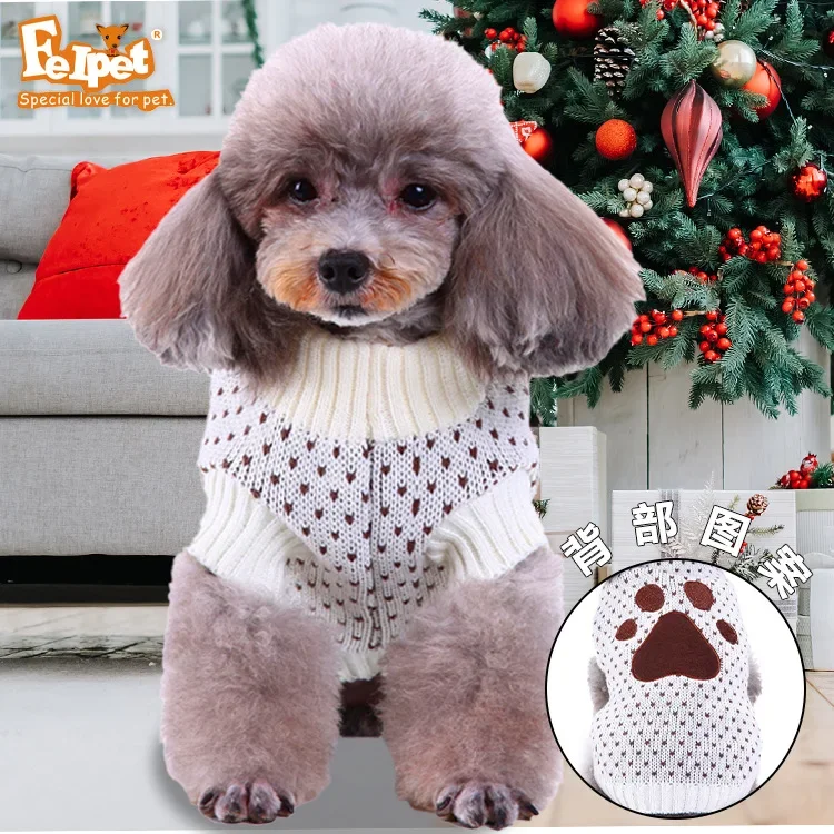 Pet clothes sweater bone striped turtleneck dog clothes sweater christmas snowflake dog sweater autumn and winter