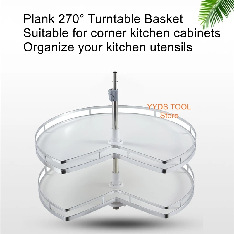 

270 ° dish carousel basket pot corner kitchen closet basket degree degree pull the double non-slip rotary pull the basket