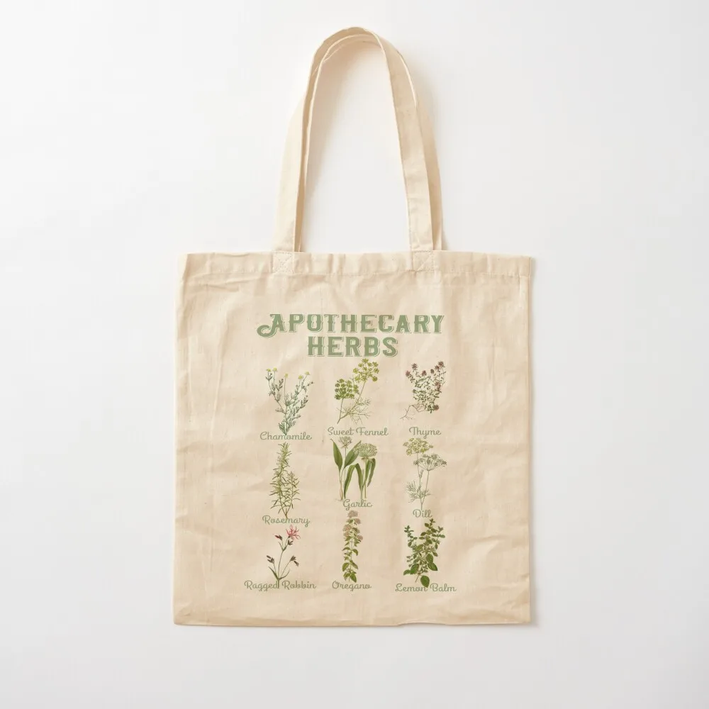 Apothecary Herbs Vintage Botanical Plants Cottagecore Tote Bag Gift bags sac pour femme Canvas Tote Bag