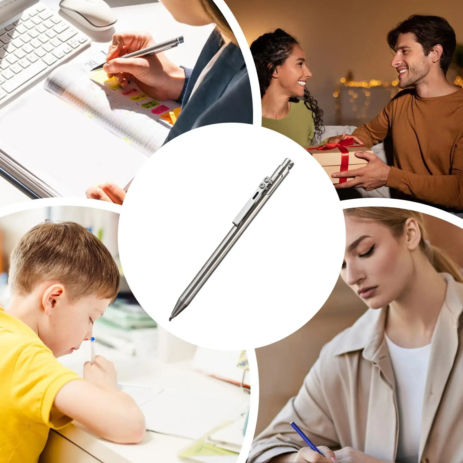Metal Ballpoint Pen Stainless Steel Press Type Writing Stationery Retractable Ink Pens for Professionals Executives Manager