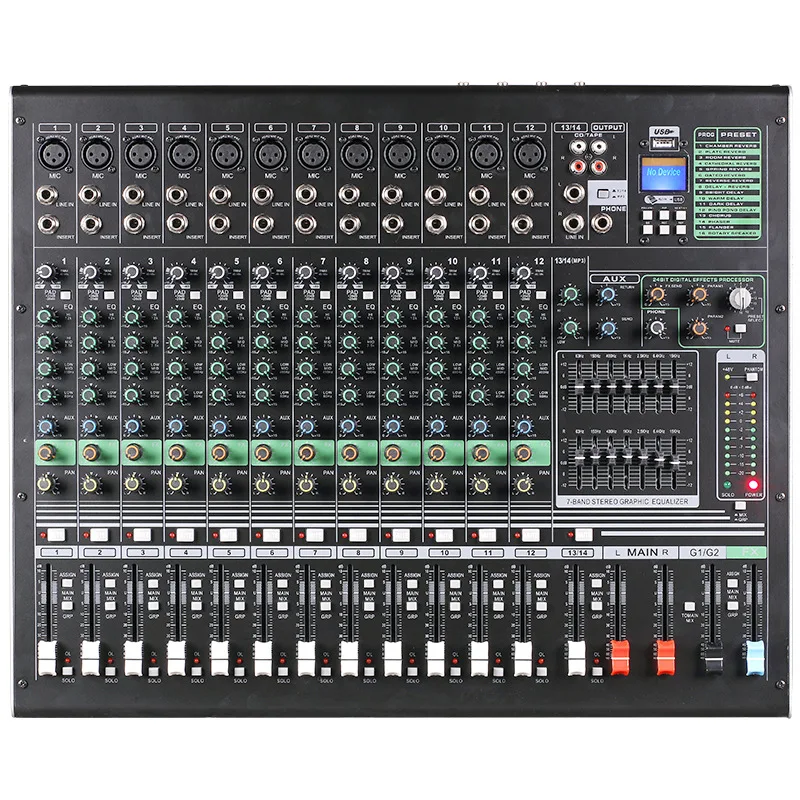 26 Channel Mixer Professional Audio Console +48V Phantom Power 16 DSP Effects Bluetooth USB Computer Play For Stage Performance