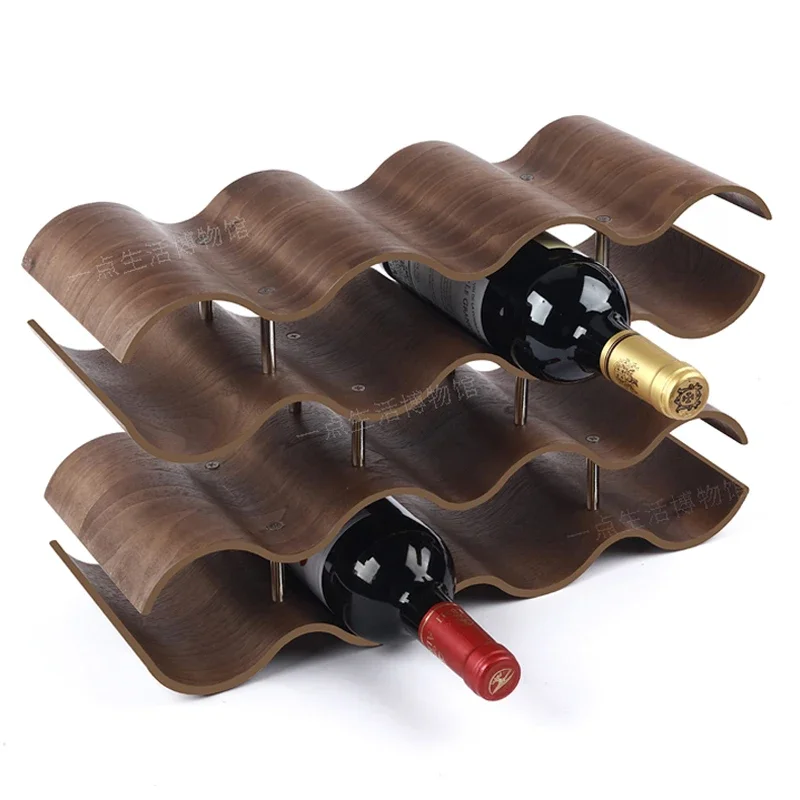 Creative Wooden Wine Bottle Rack, Vintage Wine Bottle Stand, Wooden Bottle Holder