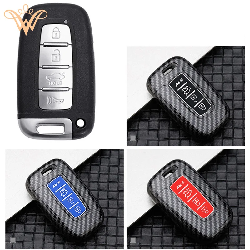 

4 Buttons Carbon Fiber Smart Key Case For KIA Forte Sportage K2 K5 For Hyundai Genesis Coupe Sonata Ix35 Car Key Fob Shell Cover