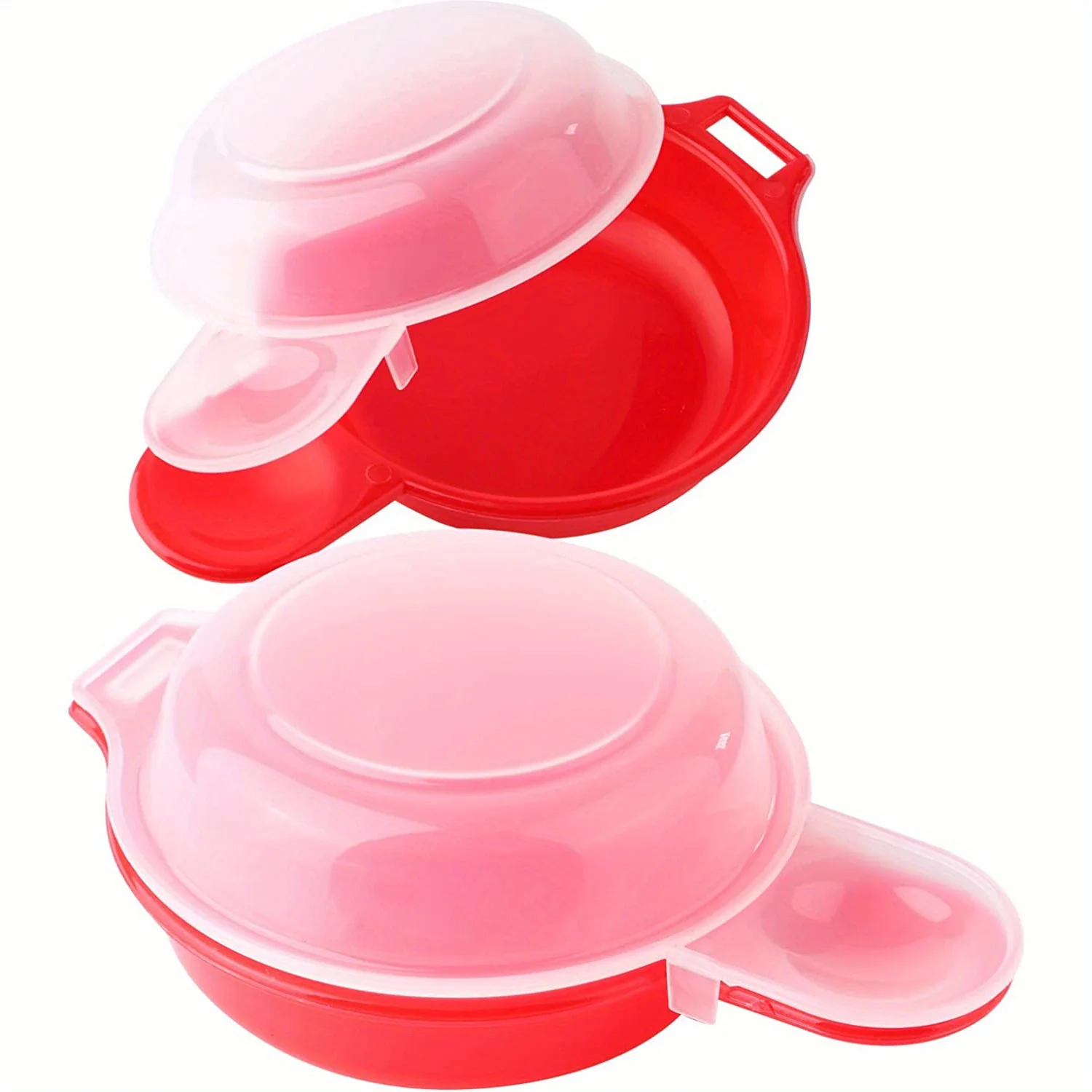 2pcs/set Easy Eggwich Microwave Egg Cooker, Red And Clear, Kitchen Gadgets