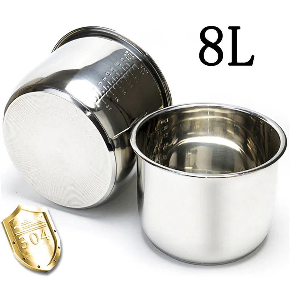 

8L Liner Rice Cooker Liner 304 Stainless Steel Liner Rice Cooker Liner Pressure Cooker Double Bottom Liner Thicken Inner Pot