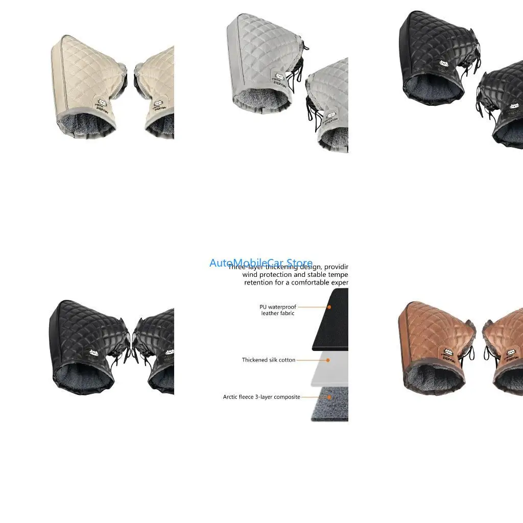 G8TE 1 Pair High Quality PU Leather Mitts with Thermal Insulation Various Bike Types