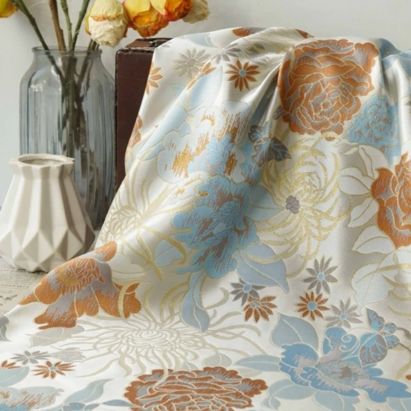 

L100cm X W150cm Жаккардовая ткань в китайском стиле Ручная работа Вышивание DIY Домашняя металлическая золотая пряжа Окрашенная Cheongsam Пальто Дизайнерский материал