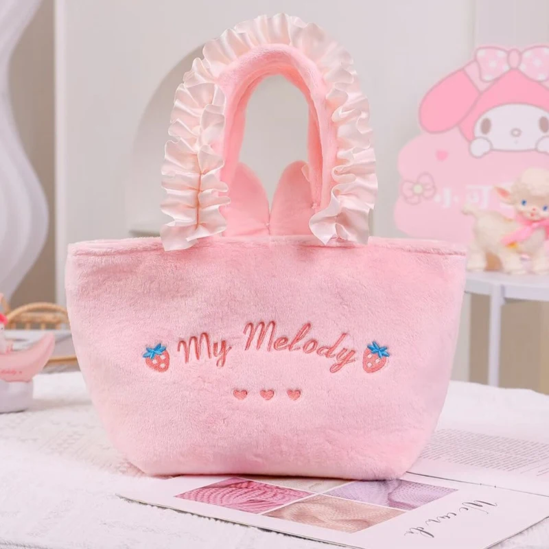 Kawaii الكرتون أنيمي حقيبة مستحضرات التجميل بلدي ميلودي المحمولة القوس حقيبة يد من الدانتيل لطيف سانريوس بينتو حقيبة القطن الحطام حزمة حقيبة يد الطفل