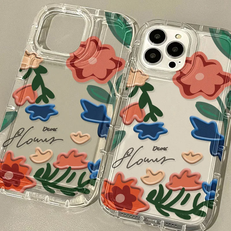 Flower Phone Case For iPhone 16 Pro Max Case iPhone 13 11 15 12 14 Pro Max X XR XS Max 6 7 8 Plus SE 2020 Shockproof Clear Cover image 4
