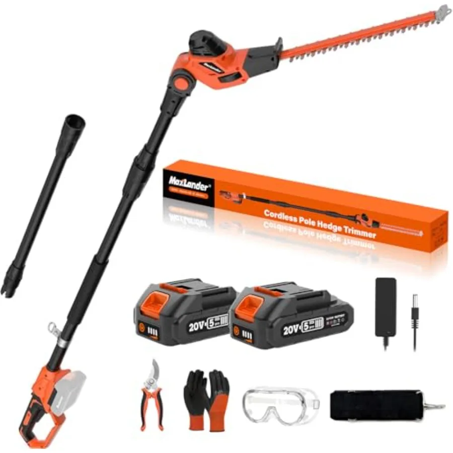 

Hedge Trimmer 18-Inch Cordless Pole Hedge Trimmer 16-Feet Max Reach Hedge Trimmer with Extension Pole Multi-Angle Adjustable 2