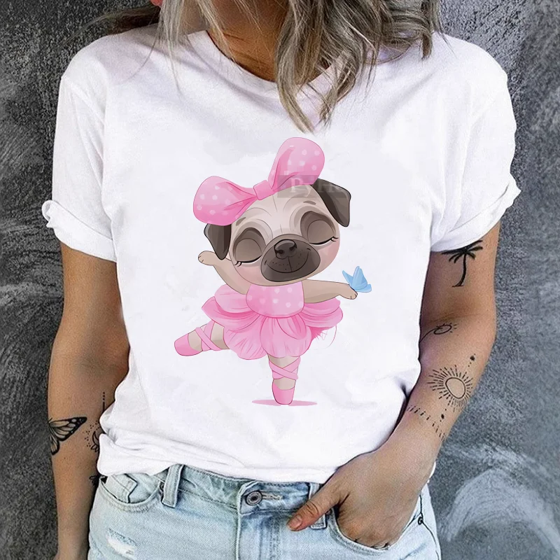 

Christmas New Christmas Dog Print Men's and Women's Crew-neck Casual T-shirt Tops Women Clothing Summer polyester fabric
