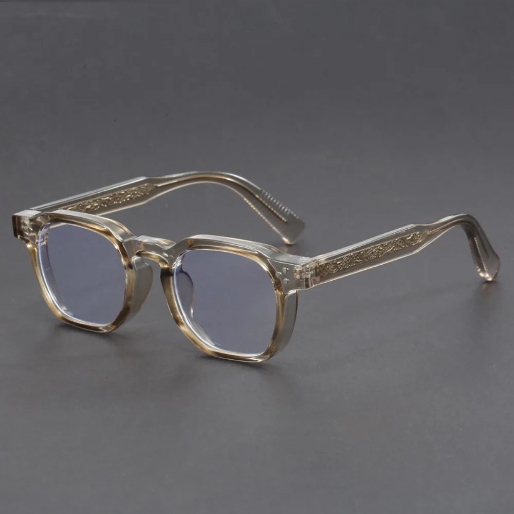 Bohemian Retro Square Glasses Women\'s Fashion Brand Designer Gradient Tone UV Men\'s Trendy Rivets Punk Flat Mirrors