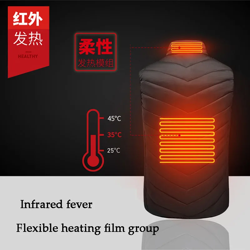 ไฟฟ้าเสื้อกั๊ก Dipanaskan พื้นที่ USB Pria Musim Dingin Rompi Termal Secara Elektrik Untuk Berburu เดินป่า Jaket