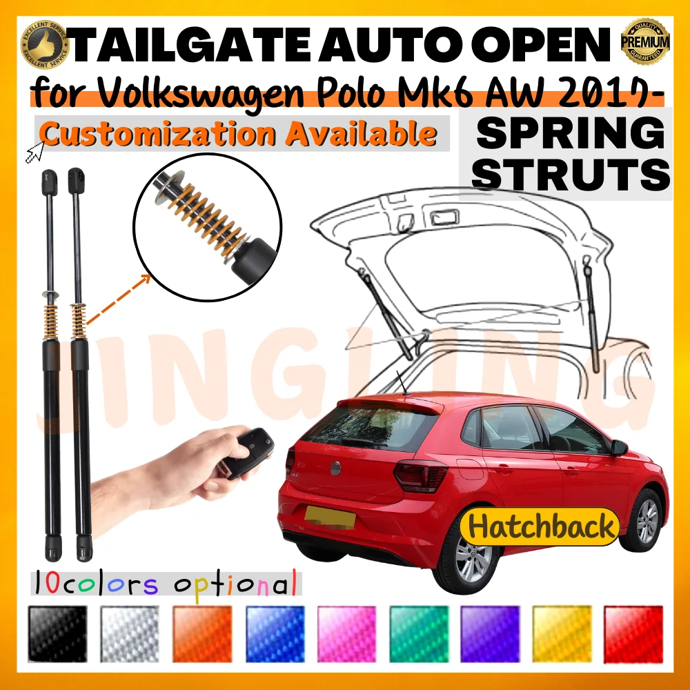 Qty(2) Trunk Struts with Spring for Volkswagen Polo Mk6 AW Hatchback 2017-present Rear Tailgate Dampers Lift Supports Shocks
