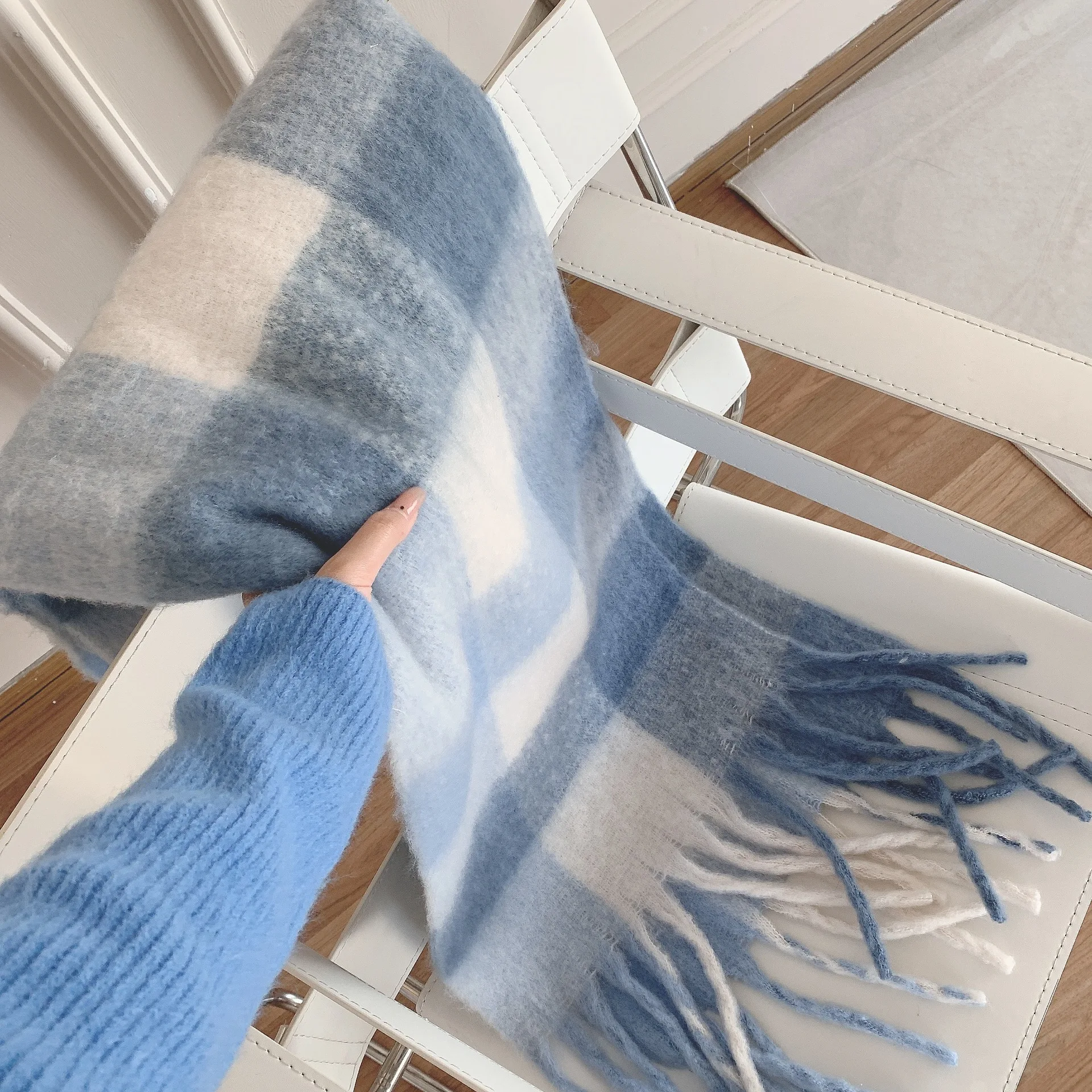 

Новый зимний шарф для женщин, роскошный кашемировый теплый Радужный плед, одеяло из пашмины, шаль, толстая мягкая накидка Bufanda, длинное пончо Wh57