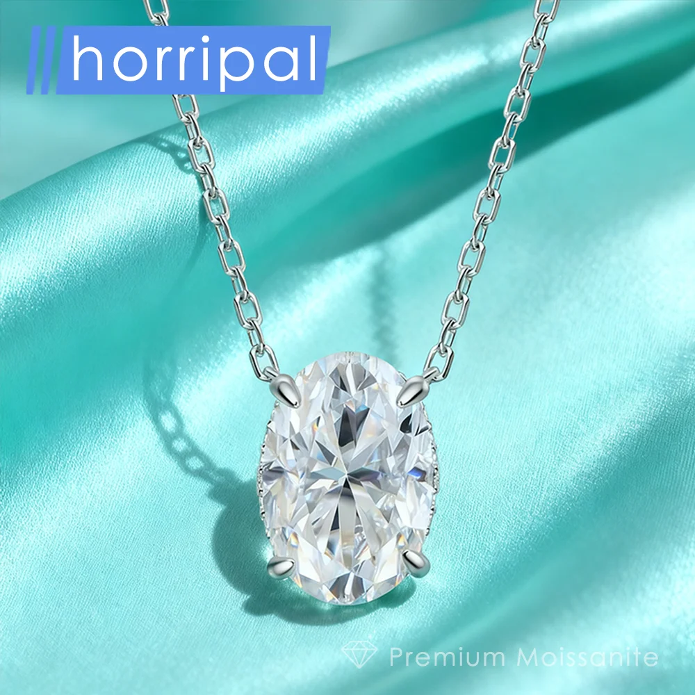 

New Oval Moissanite Pendant Necklace for Women Wedding Pure Silver Shining Diamond Necklace Plated 18k Gold Waterproof Jewelry