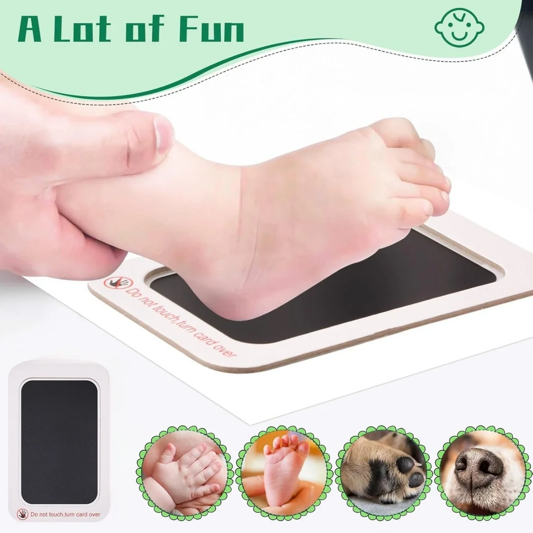 Baby Handprint and Footprint Kit Safe Non-Toxic Ink Pads Clean Inkless Touch Pet Paw Print Ink Kits with