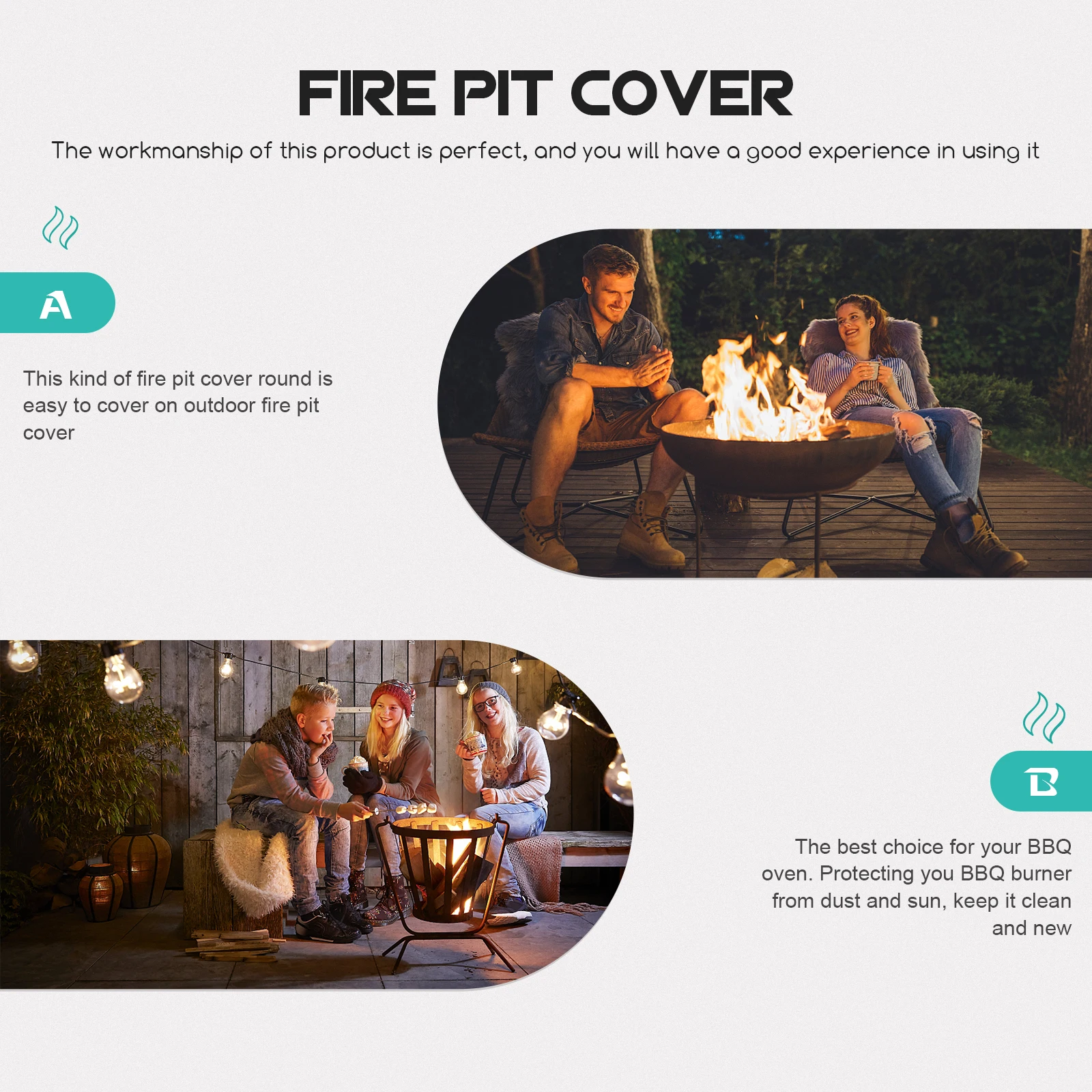 

Thickened Fire Pit Round Outdoor Stove Protector Waterproof Dustproof Uv Resistant Cover For Bbq Oven Sleeve Black