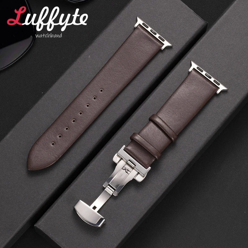Ultra-thin Leather Strap for Apple Watch 1-10 SE Ultra Men\'s and Women\'s Band 49/46/45/44/42/41/40/38mm Watchband Accessories